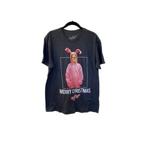 Christmas story Ralph in bunny suit black short sleeve shirt size medium ￼